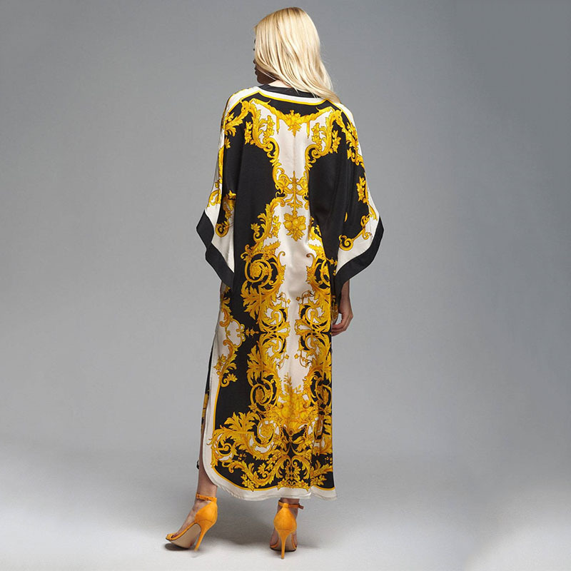Robe de plage pour femme 2026, Kaftan à manches longues, Tunique de plage, Paréo long, Cache-maillot de bain, Robe d'été, Vêtements de plage
