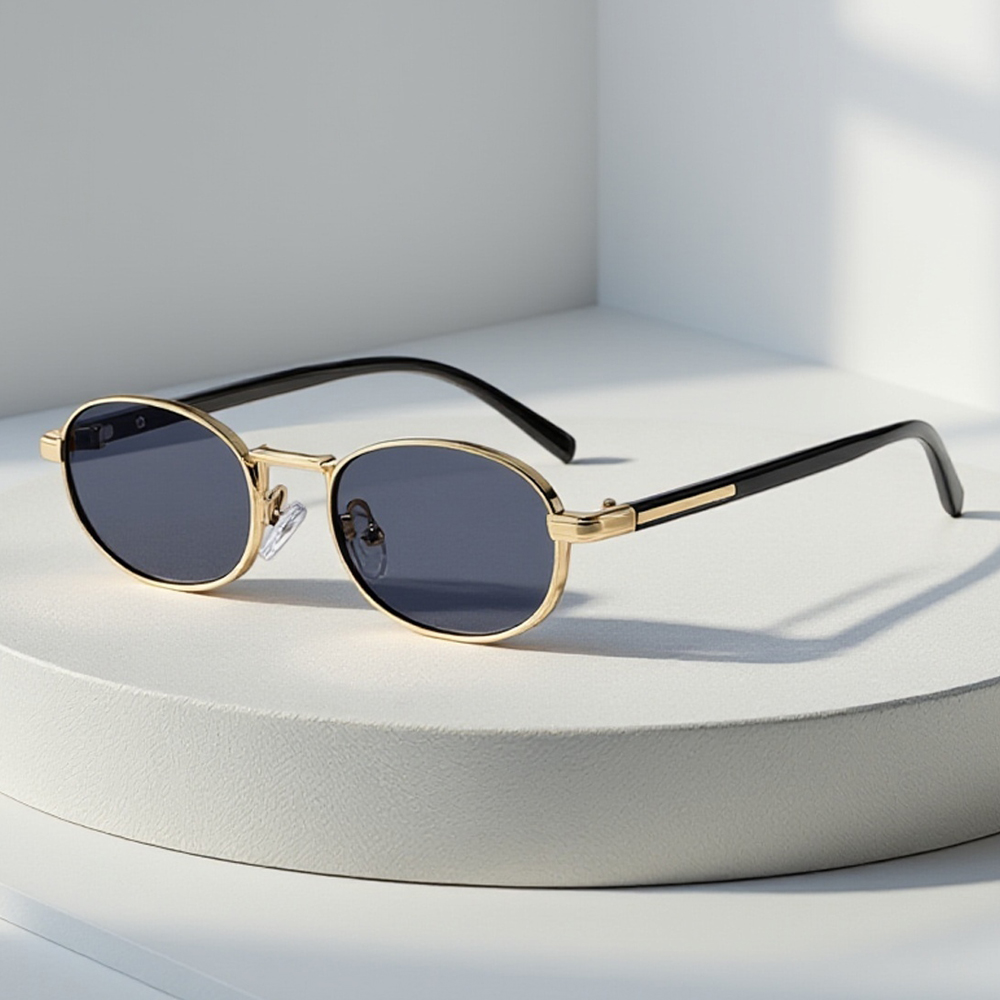 Lunettes de soleil ovales Vintage en métal pour hommes et femmes, élégantes, rétro, Protection UV400, tendance, petit visage, usage quotidien