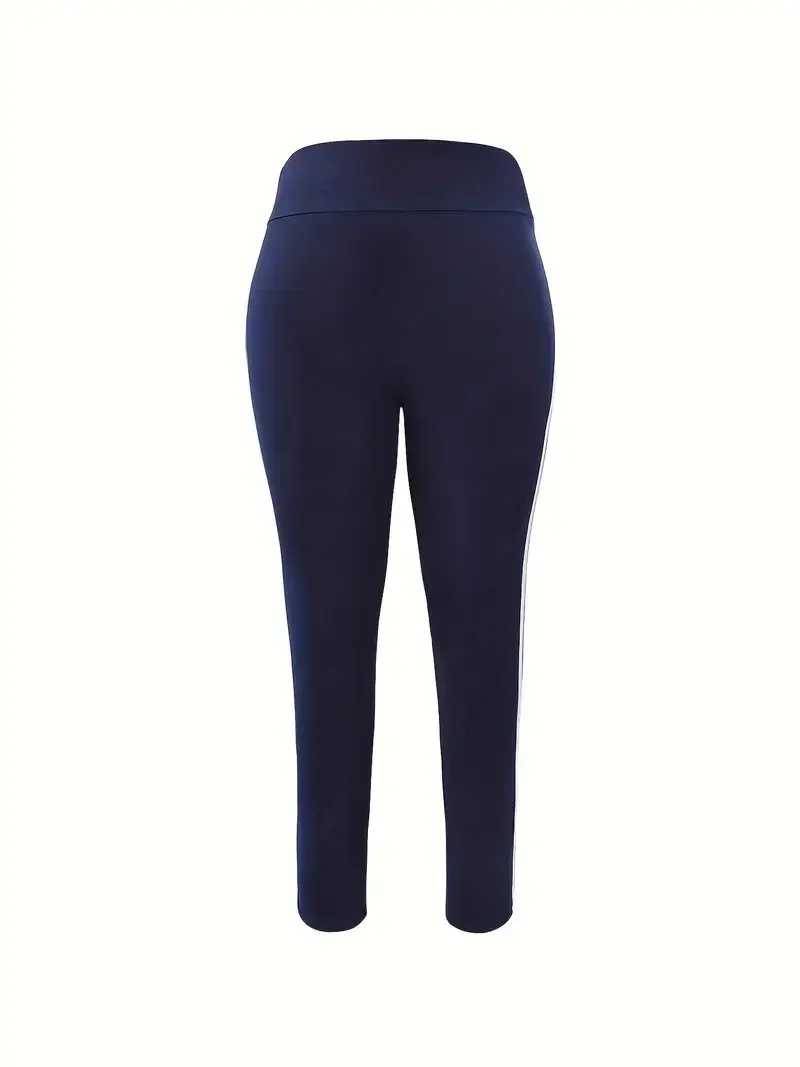 Femmes 1XL-5XL grande taille dames décontracté mince pantalons de sport pantalons de course mode rayé Leggings pantalon