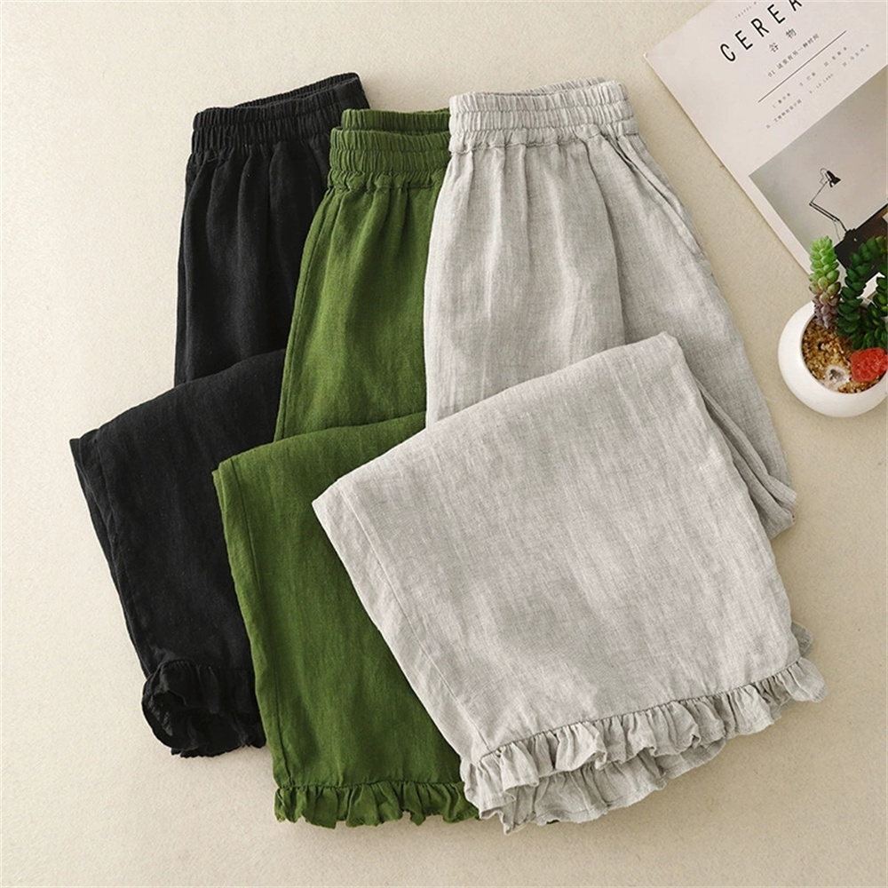 Pantalon coréen en coton et lin pour femme, nouvelle collection été 2026, style japonais, taille haute, coupe large, vêtements pour femme