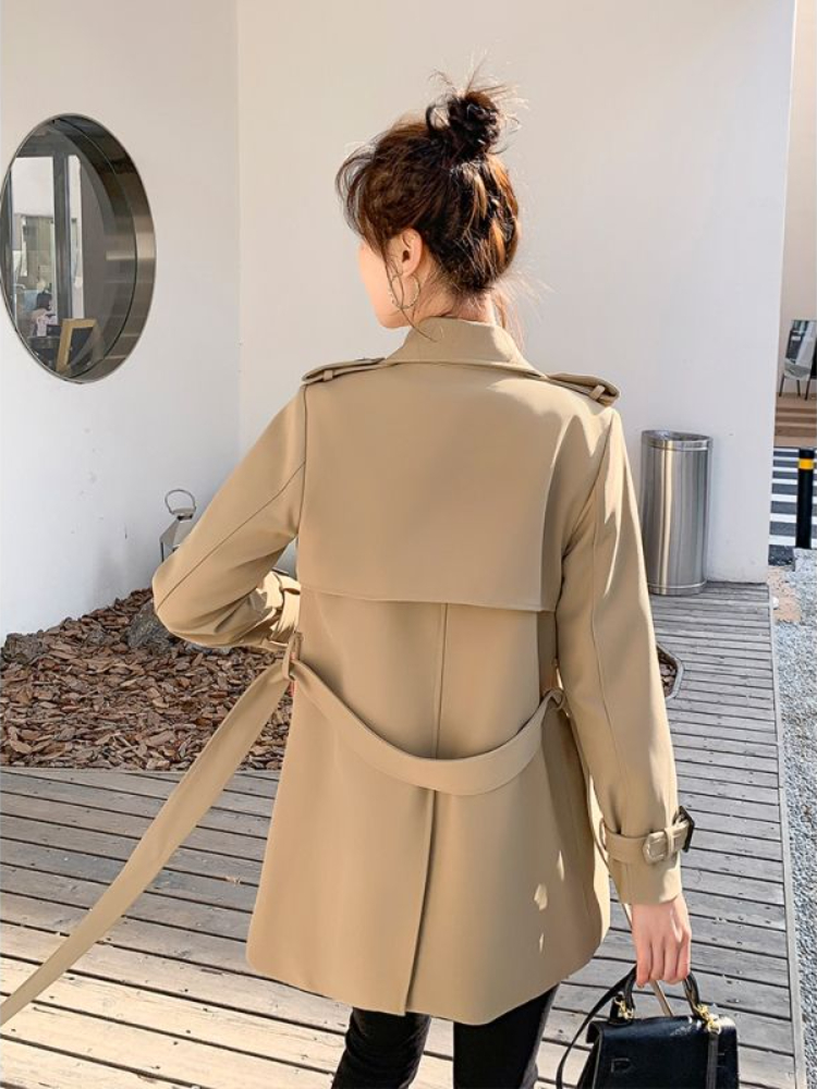 Vestes à col sur mesure pour femmes, kaki, coréen, couleur unie, manteaux coupe-vent Slim pour l'extérieur, vêtements de mode printemps