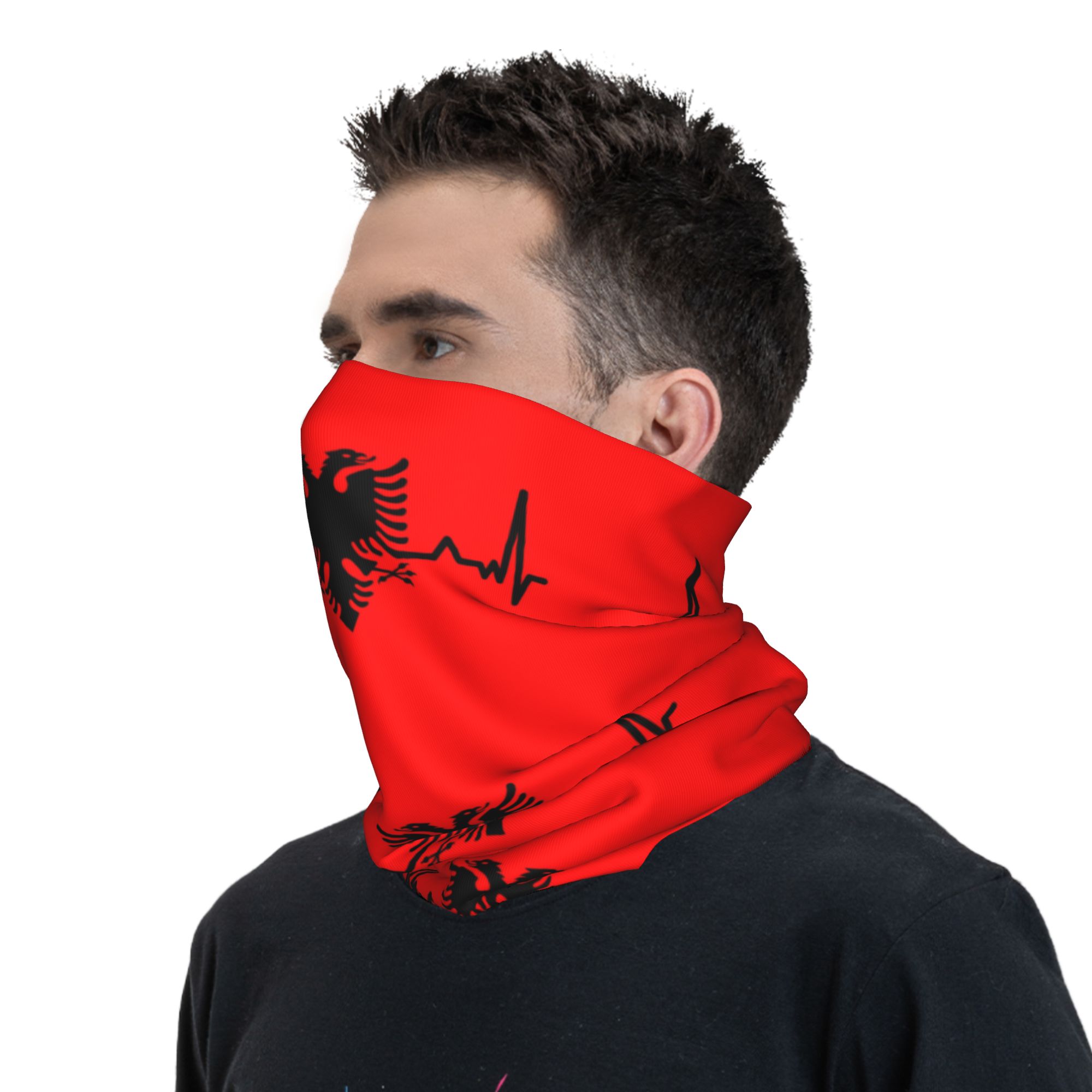 Bandana personnalisé avec drapeau de l'albanie pour homme, chauffe-cou d'hiver, coupe-vent, écharpe faciale, aigle albanais, guêtre Shqiponja