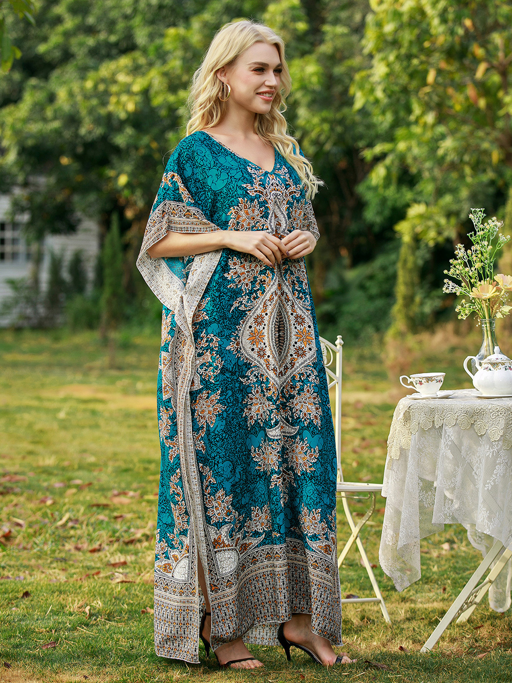 Robe ample du Moyen-Orient pour femmes, jupe imprimée, robe de vacances à la mer, grande taille, nouveau