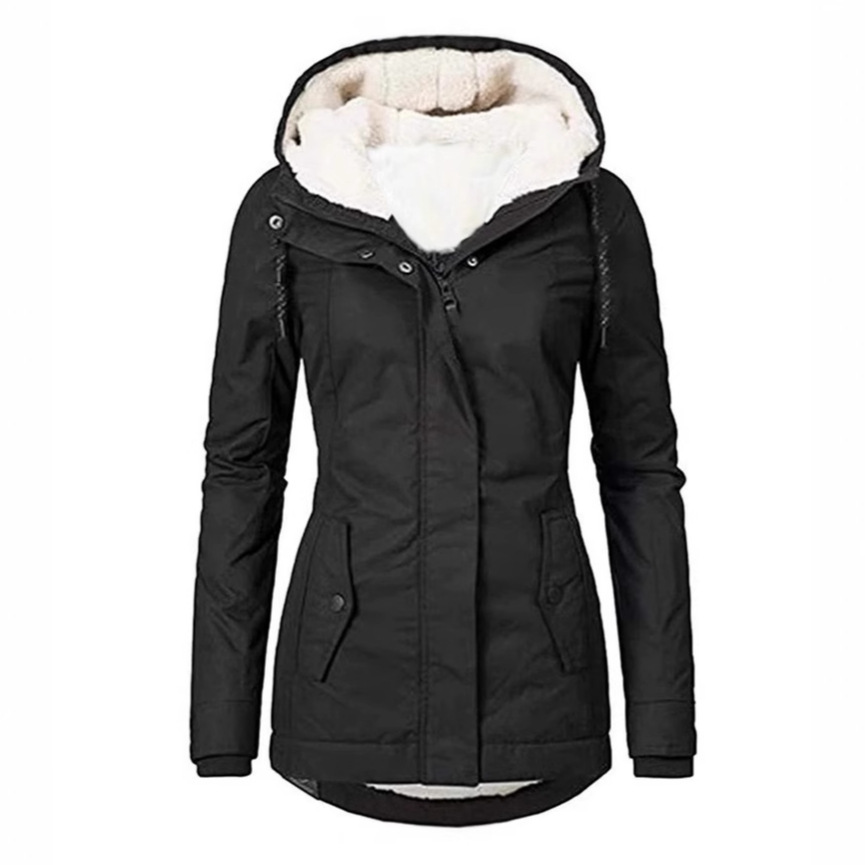 2025 nouvelle veste à capuche pour femme hiver chaleur épaissie polaire veste couleur unie coupe décontractée déplacements et sorties