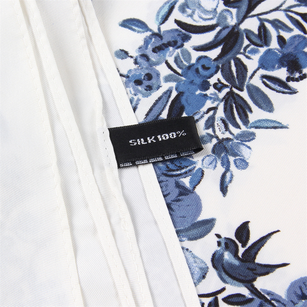 POBING-Foulard Carré de Luxe pour Femme, Grand Châle, Imprimé Arbre et Oiseaux, Bandana, Hijab, 130cm
