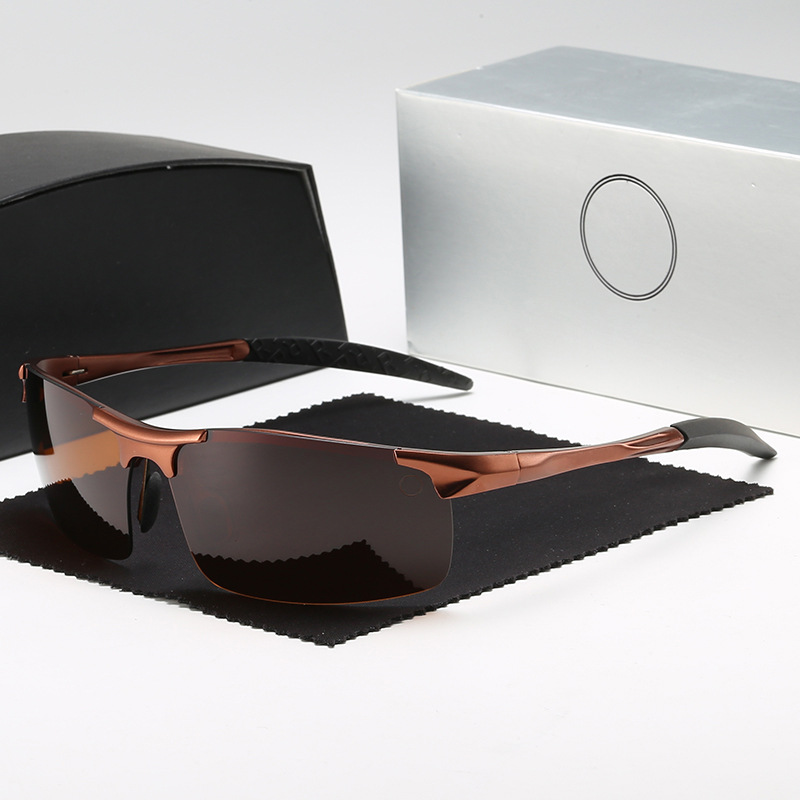Lunettes de protection polarisées pour hommes, pare-soleil UV, tendance, pour cyclisme en plein air, conduite, aluminium et magnésium