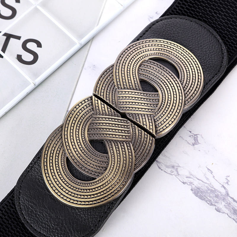 Ceinture large extensible pour femmes, accessoire polyvalent et tendance pour robes, ceinture large décorative en cuir