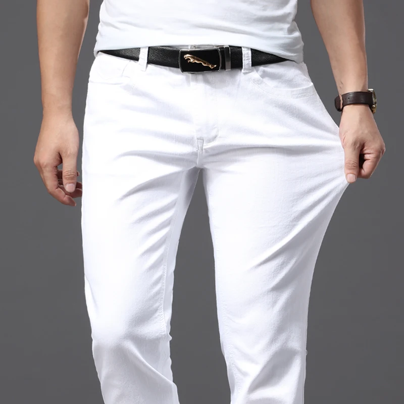 Hommes Slim blanc jean nouvelle élasticité mode décontracté classique doux marque d'affaires pantalon homme vêtements Stretch pantalon hommes jean