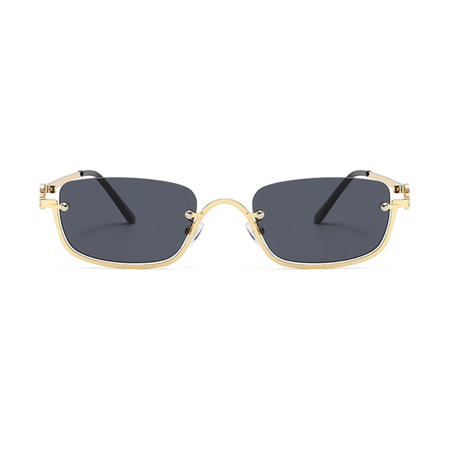 Lunettes de soleil rectangulaires noires pour femmes, Sexy, petite monture carrée en métal, marque de luxe de styliste, demi-monture