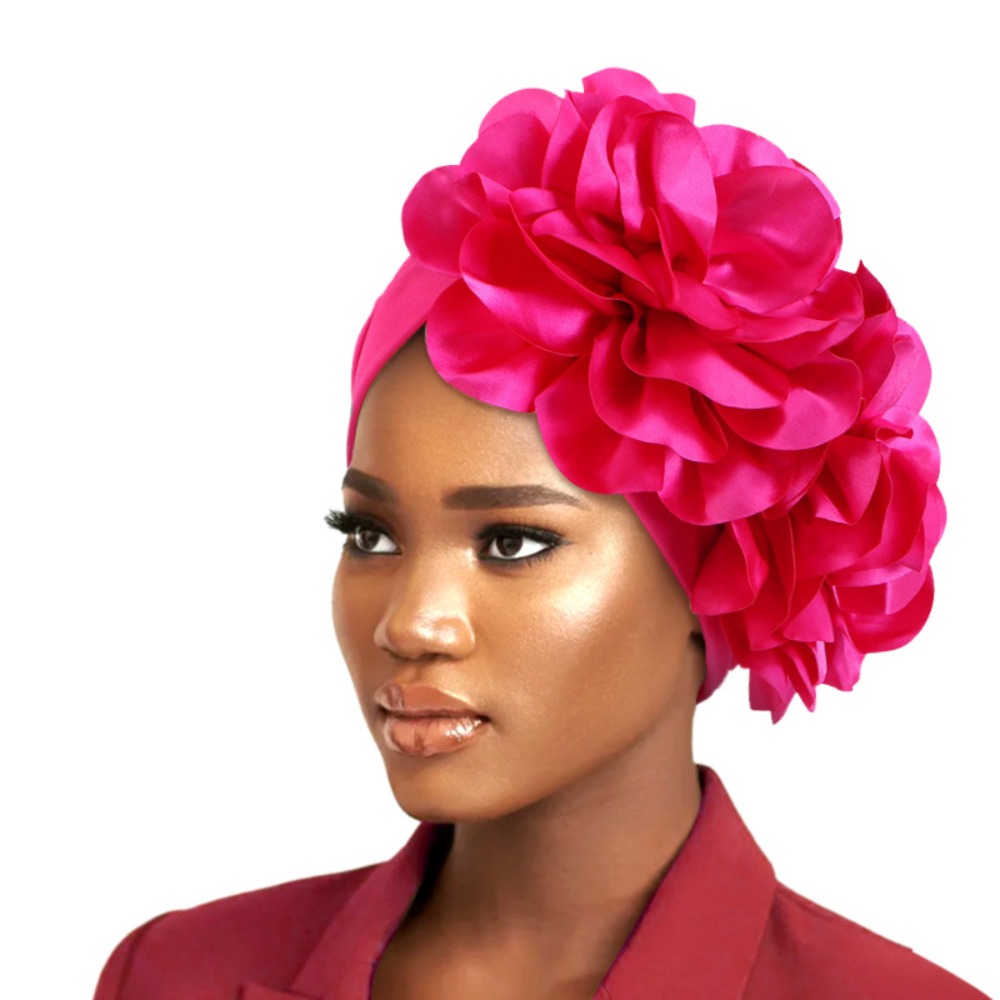 Turban national pour femmes, chapeau de style africain, bonnet à grandes fleurs