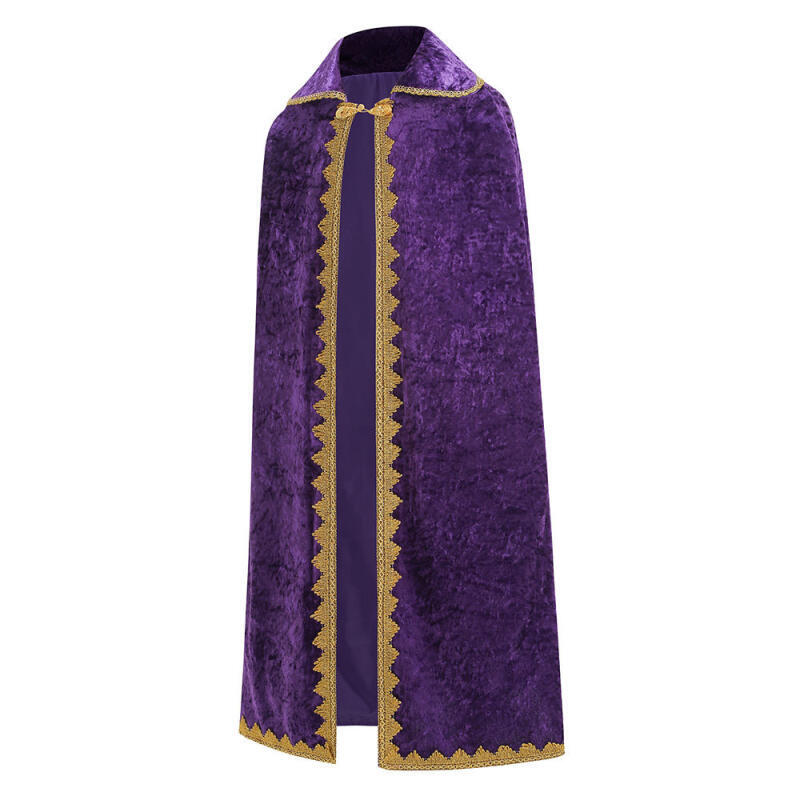 Cape royale pour adultes en 4 couleurs avec bordure dorée, robe de roi ou de reine médiévale pour hommes et femmes, costumes de cosplay pour Halloween et carnaval