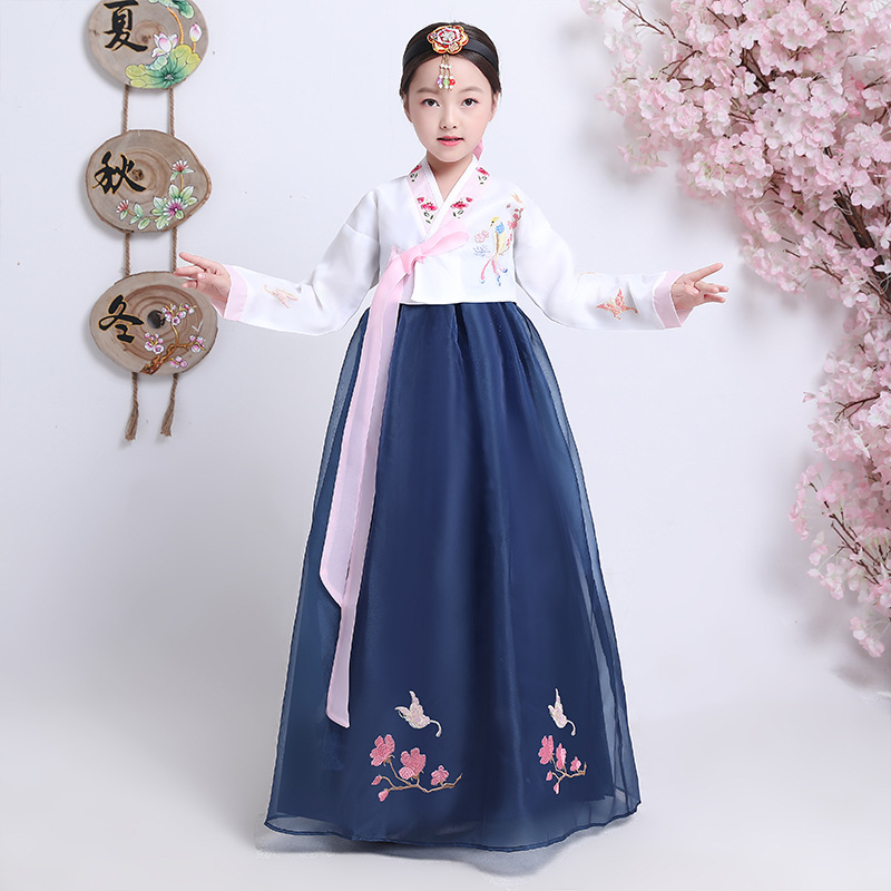 Robe traditionnelle Hanbok pour enfants, costume de princesse coréenne de la cour royale, broderie, vêtements de fête de mariage pour spectacle sur scène