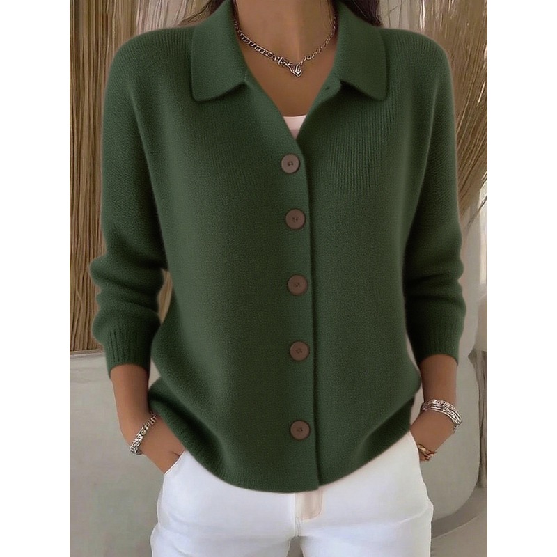 Tendances 2026 : Cardigan en tricot pour femme, manches longues, col polo, boutonné, décontracté, ample, style Y2k