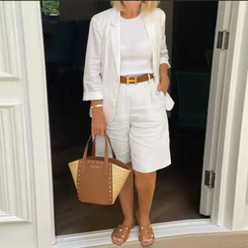Ensemble de survêtement deux pièces pour femme, chemise et short moulants, cardigan adt, tenues décontractées pour femme, nouveau, été, 2023