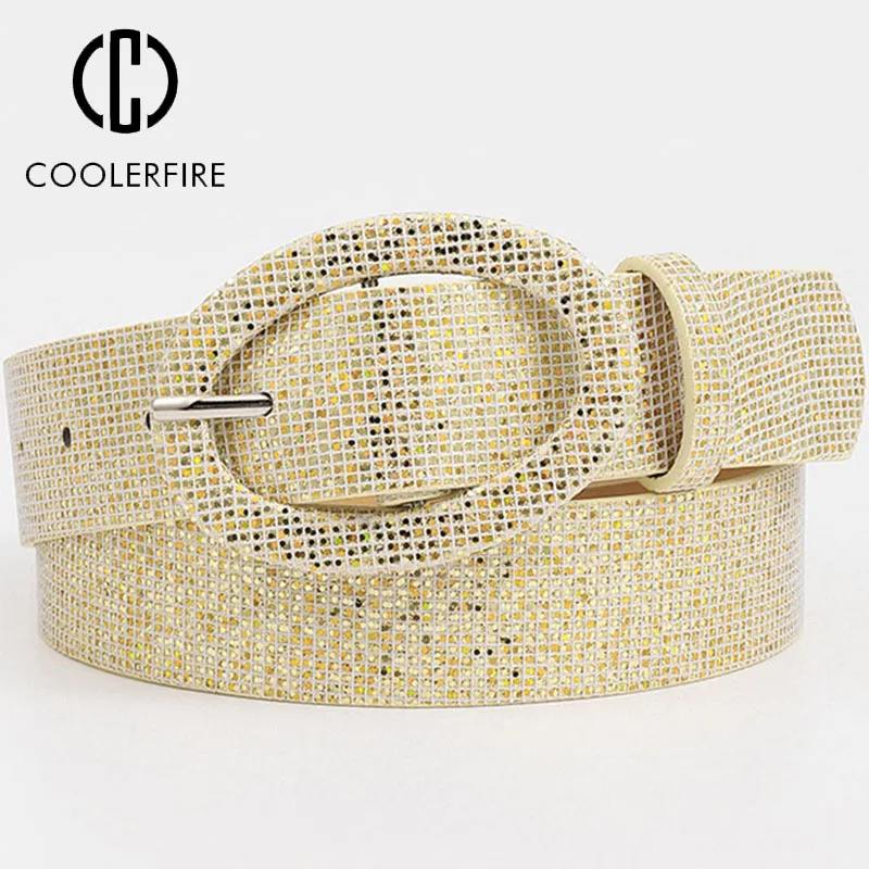 Ceinture pour femme, ceinture de taille en PU doré scintillant, style décontracté, haute qualité, pour femme, AL103