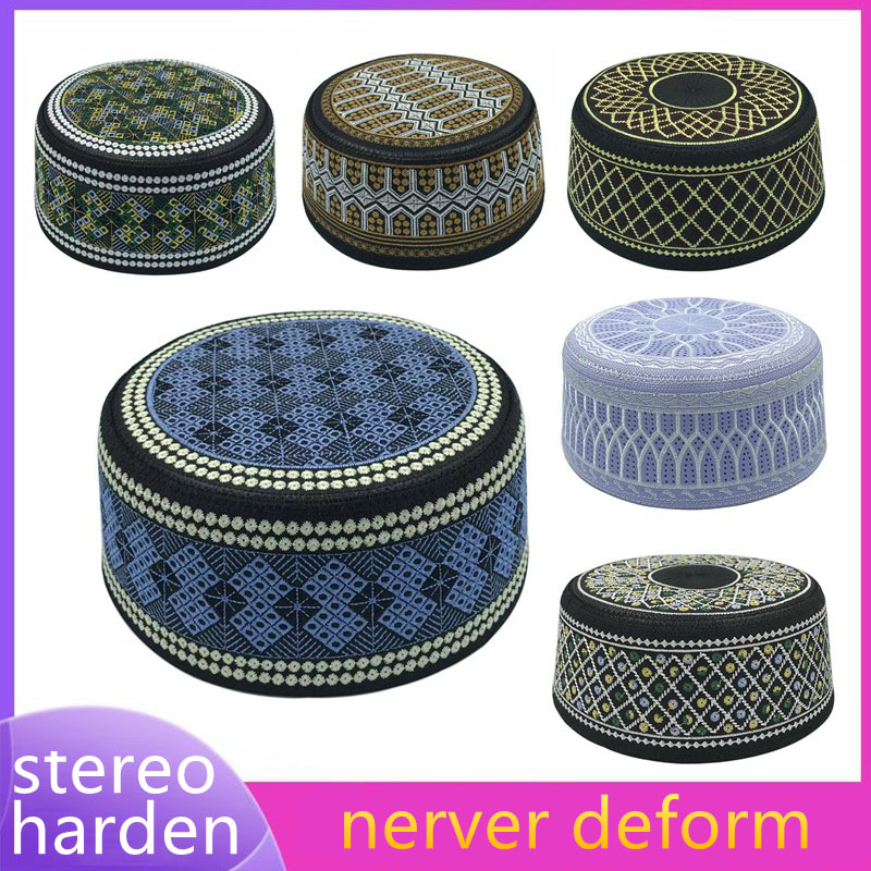 Chapeaux de prière musulmans pour hommes, broderie en coton, chapeau islamique d'Arabie saoudite, turban musulman, casquette juive, écharpe de sauna pour hommes, vêtements de loisirs, nouveau