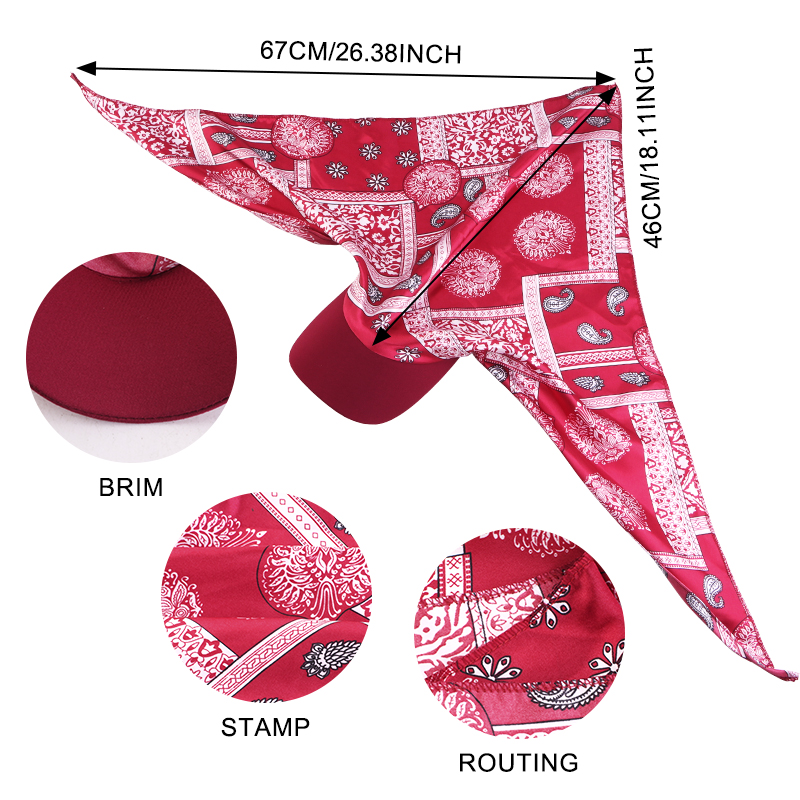 Chapeau de soleil pour femme en satin imprimé avec visière, casquette de baseball douce et respirante pour l'été