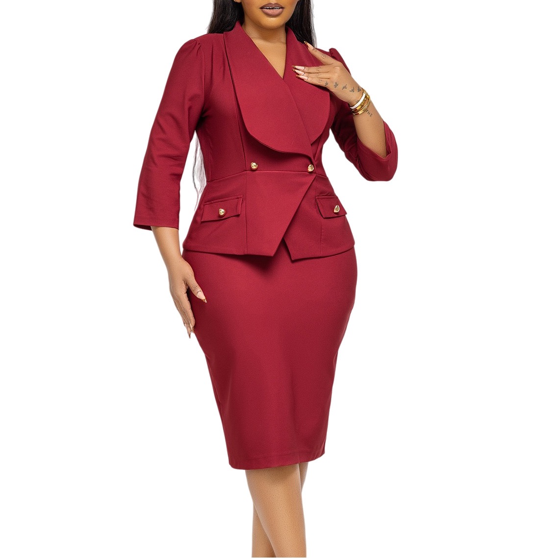 Robes de bureau élégantes pour femmes, col en V, manches longues, gaine, hanches, mi-mollet, mode femme, robe de travail d'affaires, nouvelle collection 2026