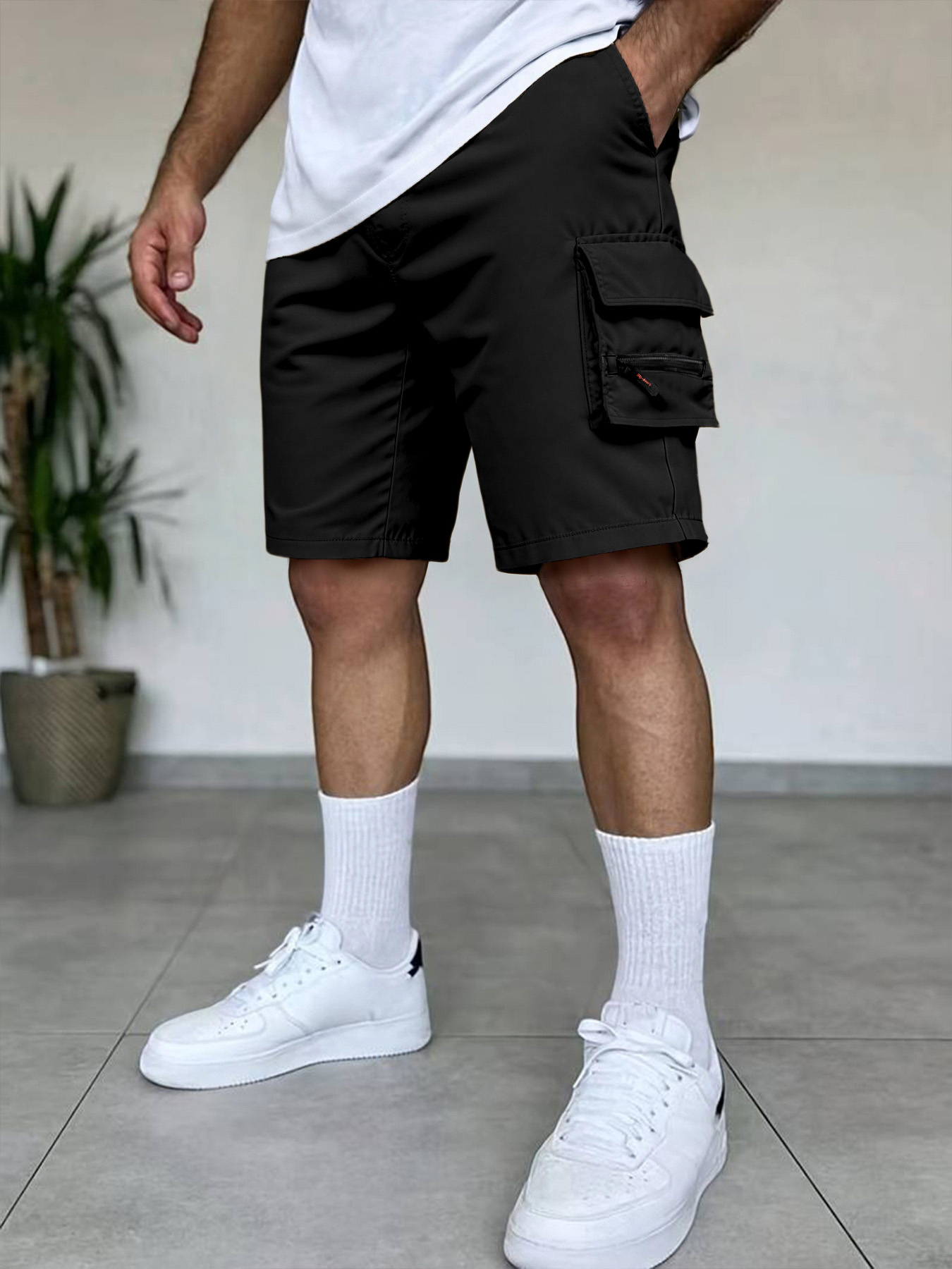 Short Cargo d'été pour hommes, ample, décontracté, taille élastique, Jogging en plein air, tactique, multi-poches, pantalon court de travail et de randonnée