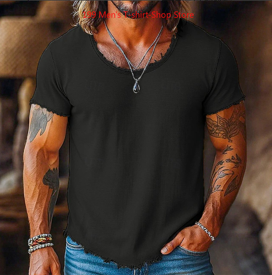 T-shirt décontracté pour homme, mode printemps 2026, manches courtes, couleur unie, coupe ample