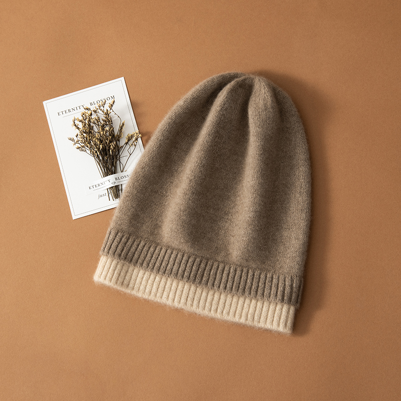 Chapeaux d'hiver pour femmes, couvre-chef tricoté en cachemire de chèvre, doux et chaud, à la mode, casquette de couverture décontractée pour l'extérieur, 100%