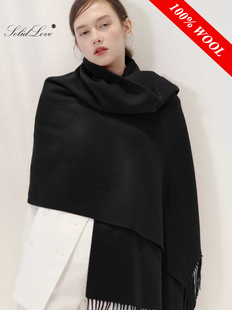 100% laine écharpe femmes épais cachemire hiver cicatrices châles mode femme Pashmina foulards surdimensionné garder au chaud chaînes 300g