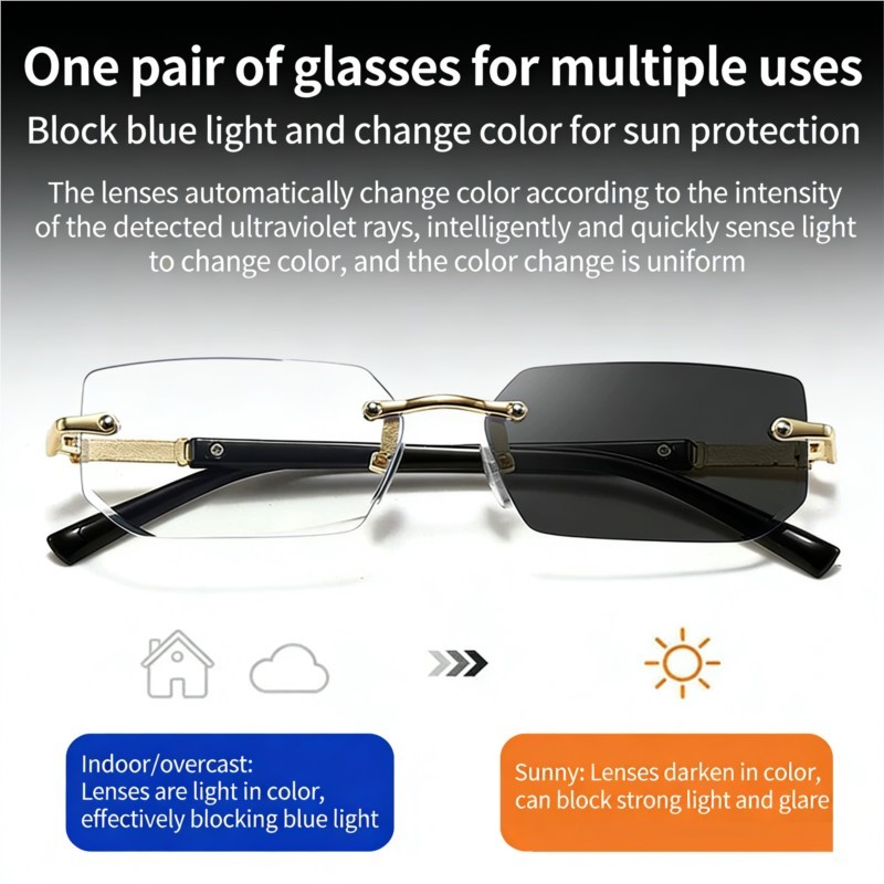 Lunettes de soleil photochromiques tendance pour hommes et femmes, verres intelligents à changement de couleur, protection solaire, anti-lumière bleue, utilisation jour et nuit