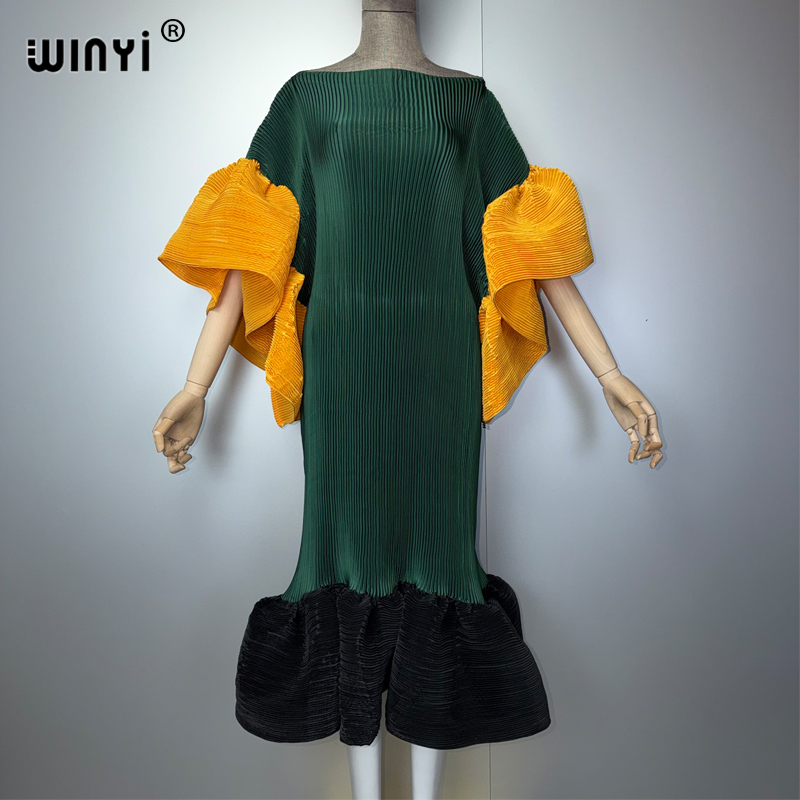 Robe plissée élastique WINYI, style bohème, tenue de plage, kaftan musulman, abaya, robe longue de luxe pour femme, Dubaï, robe de soirée pour les vacances.