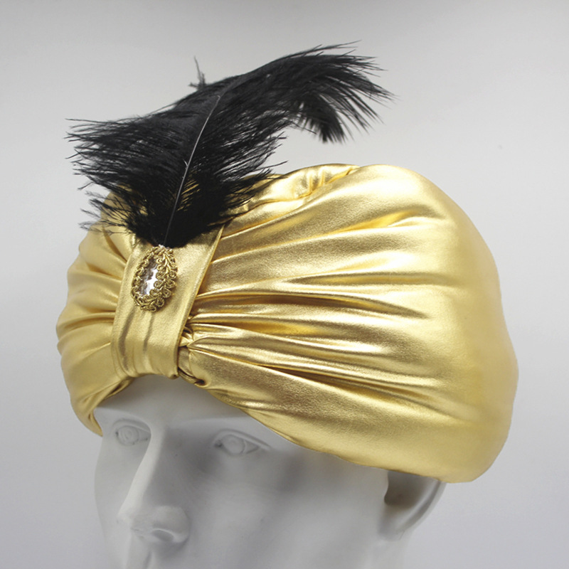 Turban Plissé Arabe pour Homme, Casquette Indienne, Coupe Tan, Costume de Sauna, Prince Arabe, Halloween, Pâques