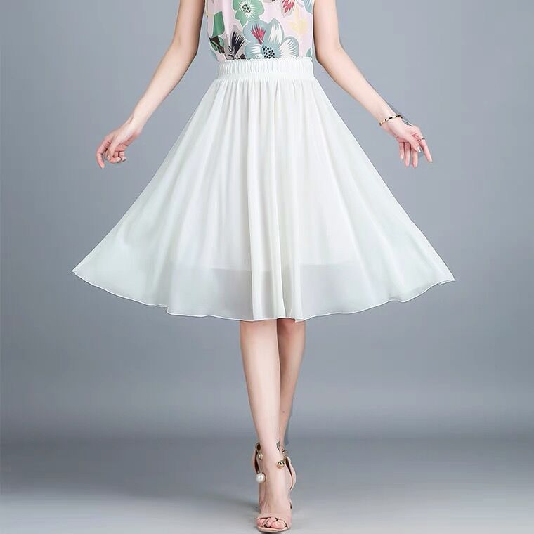 Jupe à volants élégante pour femme, mode été, jupe en mousseline de soie basique pour femme de bureau, faldas elegantes de mujer, jupe grande taille