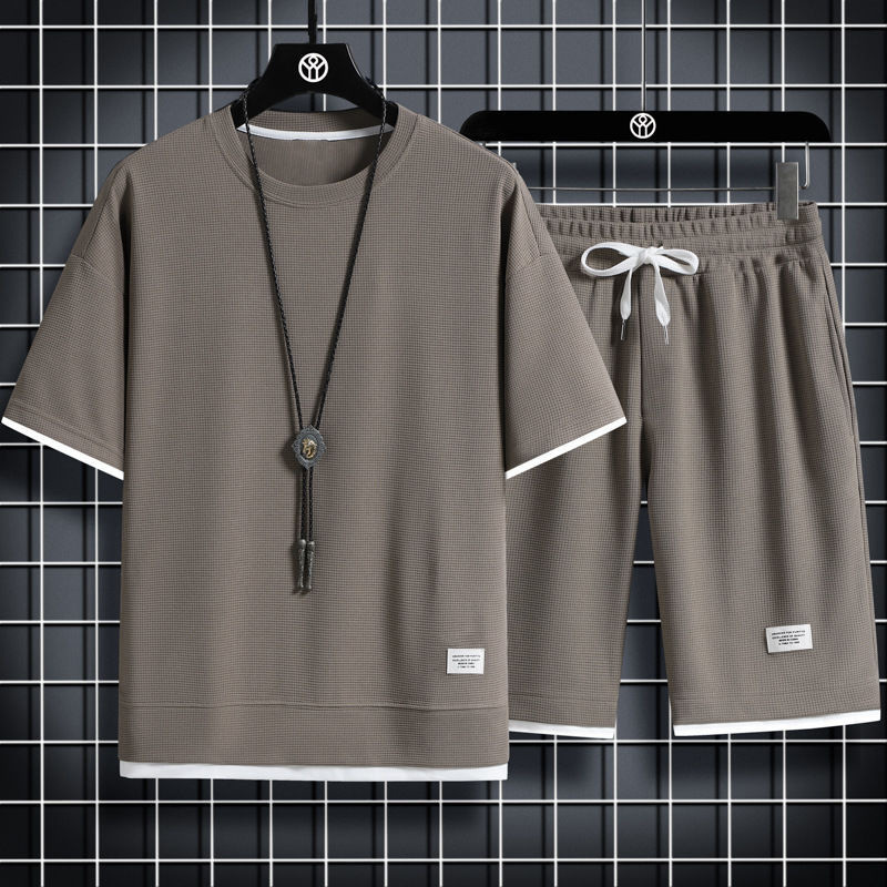 Vêtements de sport pour hommes, survêtement à la mode, t-shirts à manches courtes, Shorts, costumes 2 pièces, ensembles d'exercices de haute qualité pour hommes