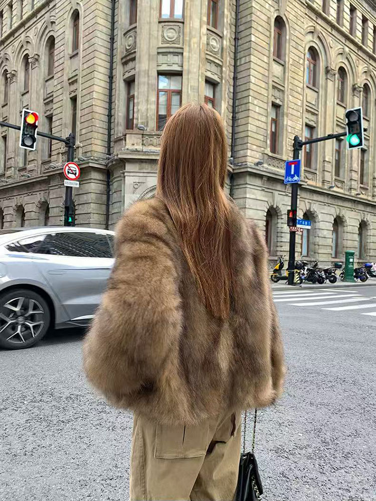 Manteaux en fausse fourrure tendance pour femmes, style Y2K, veste de luxe coréenne en fourrure de renard moelleuse, vêtement d'extérieur chaud et ample pour l'hiver, streetwear pour femmes.