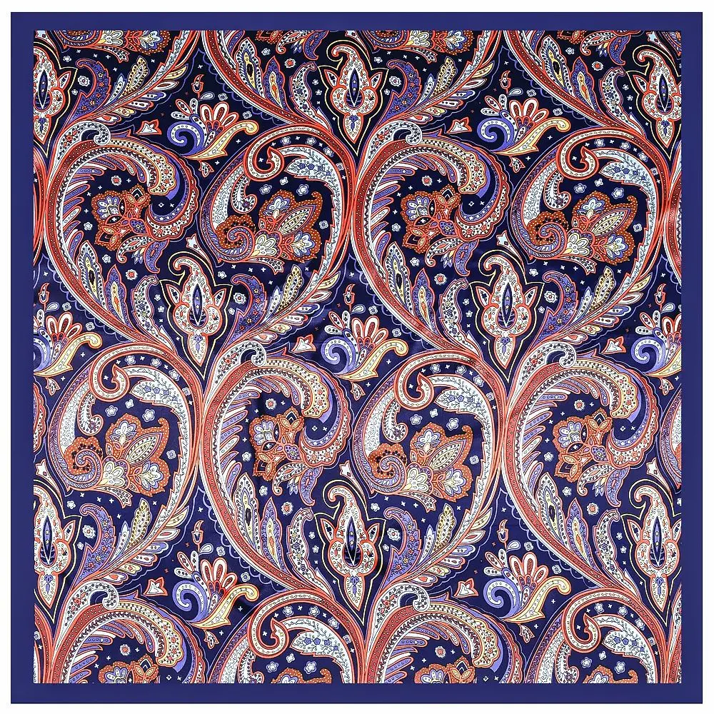 Injplanchers ves-Foulard de Tête en Satin Doux pour Femme, Châle Carré, Hijab, Asakusa, Mars, Paisley Floral, 90-90cm, Vente en Gros