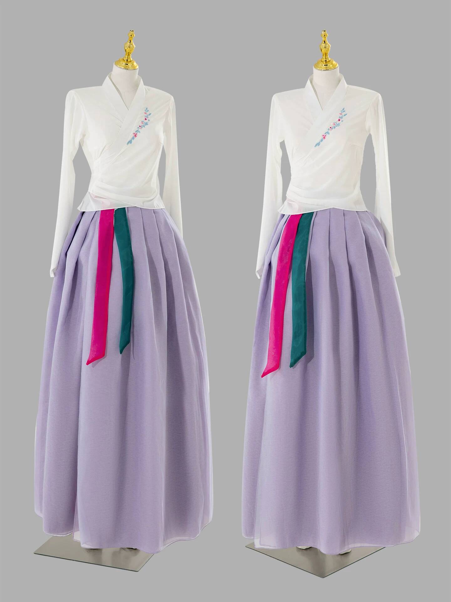Tenue de danse classique coréenne pour femme : haut à nouer, jupe ample, ensemble de costume de performance de danse folklorique style Hanbok