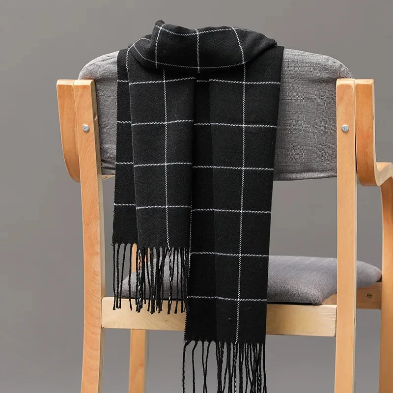 Écharpe en cachemire pour hommes, garde au chaud, décontractée, marque de styliste, Pashmina, pompon, châle d'affaires, nouvelle collection hiver 2024