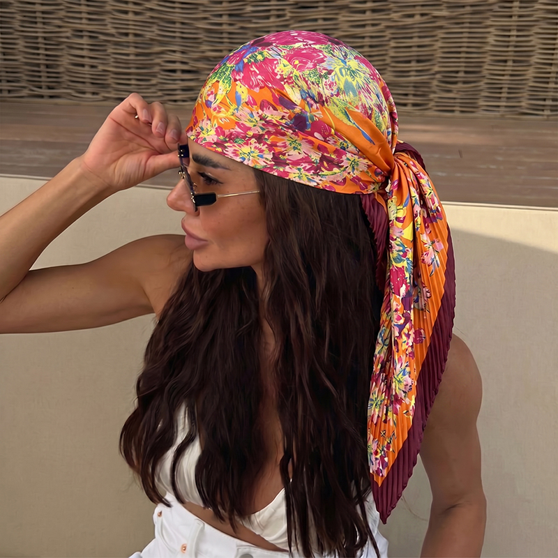 Nouveau Foulard Carré en Soie pour Femme, Marque de Luxe, Imprimé Satiné, 90 cm, Hijab, Paréo Musulman, Bandana, Châle, Bandeau, Écharpe