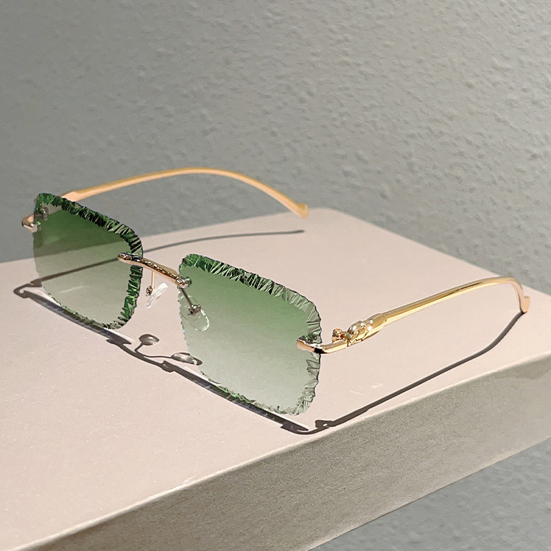 Lunettes de soleil carrées sans bords pour femmes et hommes, tendance, marque de luxe, Design décoratif, mode Vintage dégradé, nuances décontractées