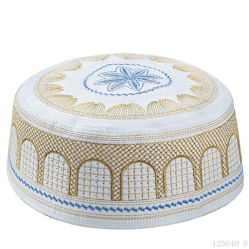 Coton broderie hommes musulmans casquettes de prière loisirs arabie saoudite chapeau islamique hommes foulard Topkippot Turban Islam casquette juive