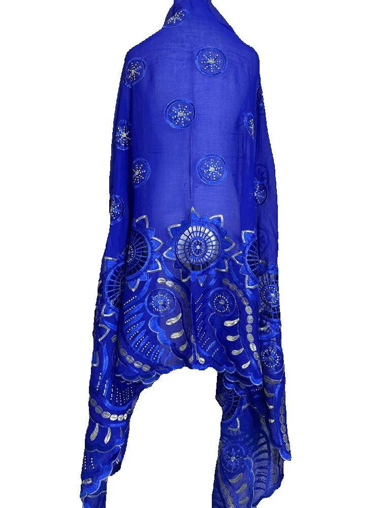Nouveau Foulard Islamique Africain 2026 pour Femme, Turban Pashmina Tendance, Châle Brodé 100% Coton, Hijab de Prière et de Fête Musulman pour Femme