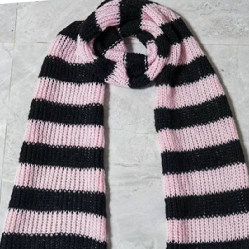 Écharpe cou à rayures Punk pour femmes, enveloppe cou douce épaisse, chauffe-cou décontracté pour l'extérieur, vente en