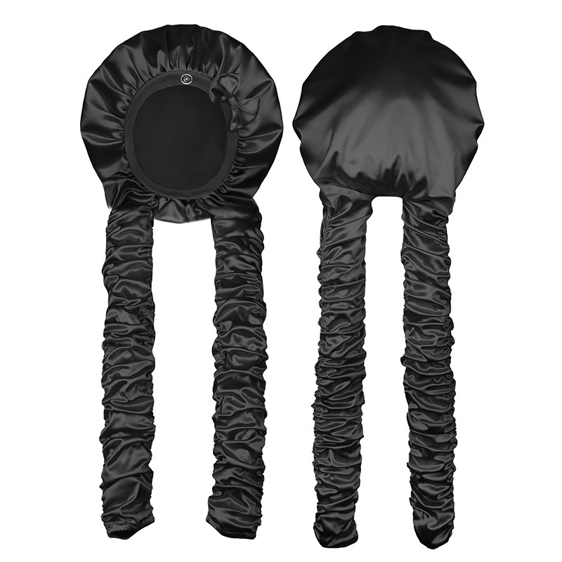Bonnet de nuit en satin pour femmes, bonnet de sommeil pour cheveux tressés à longue queue, couvre-chef, bonnet de douche pour sauna et bain.