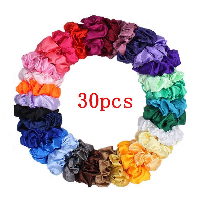 20/30/50 pièces aléatoire élégant Satin coloré grandes tresses bandeaux-rétro Simple et polyvalent tissu français soie synthétique S