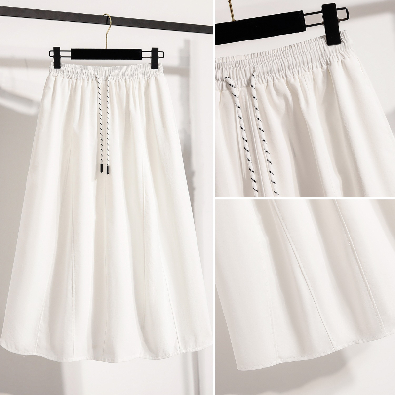 Style coréen décontracté polyvalent jupe longue grande taille jupes femmes 2026 printemps nouvelle mode haute taille élastique une ligne jupe