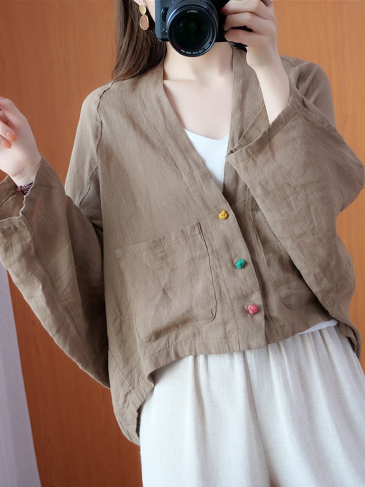 Vestes à manches longues pour femmes, style vintage, tout assressenti, confortable, coton, lin, femme, décontracté, automne, nouveau, 2022, CombB2100