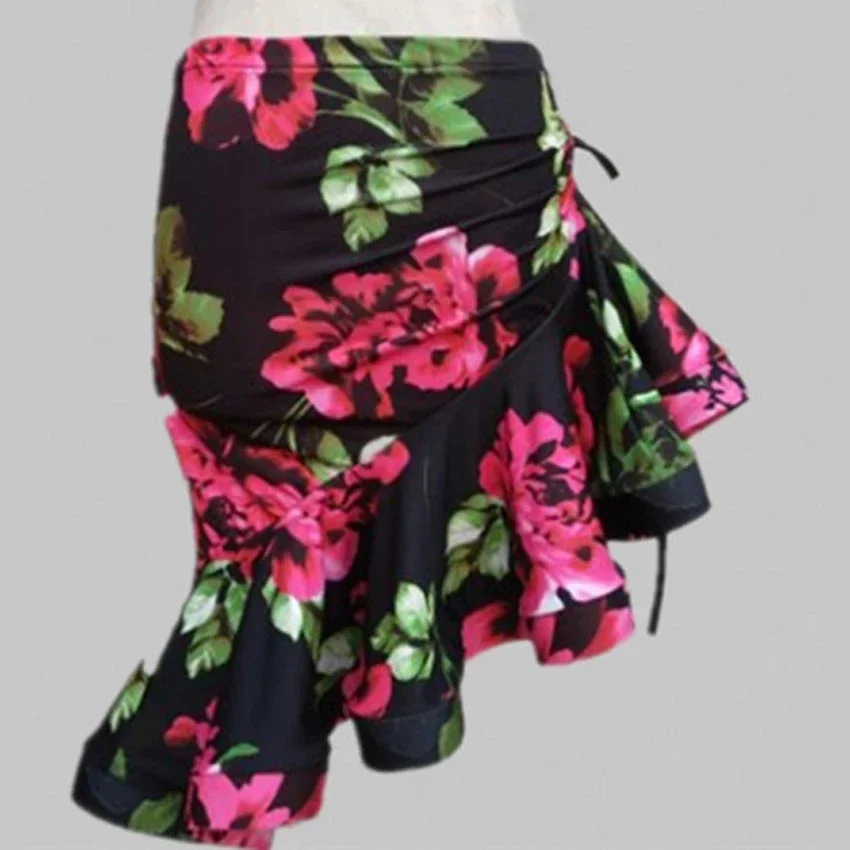 Costumes de danse latine classiques imprimé léopard pour femmes, jupe sirène asymétrique à volants, robe de Salsa Chacha Tango Rumba