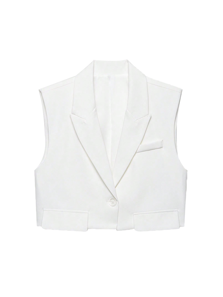 Débardeur Chic pour femmes, hauts à la mode, court, sans manches, col à revers, vêtements d'extérieur féminins
