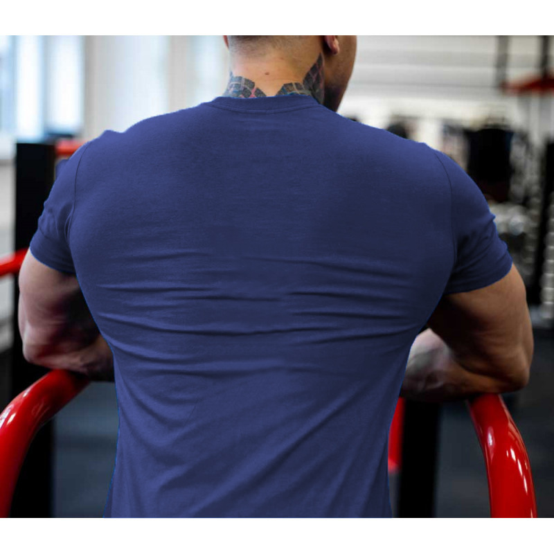 Vêtements de sport pour hommes, T-shirt à manches courtes en coton, Slim, imprimé, pour course à pied, entraînement, hauts décontractés
