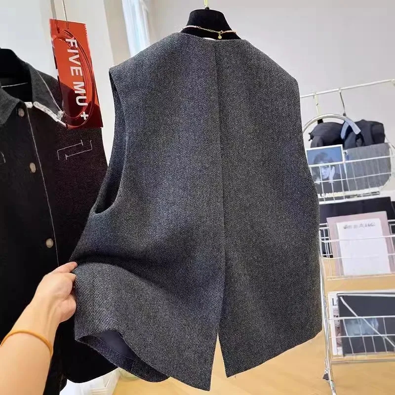 Gilet femme manteau 2025 printemps automne coréen haute qualité sans manches dames vêtements d'extérieur décontracté ample femme gilet veste