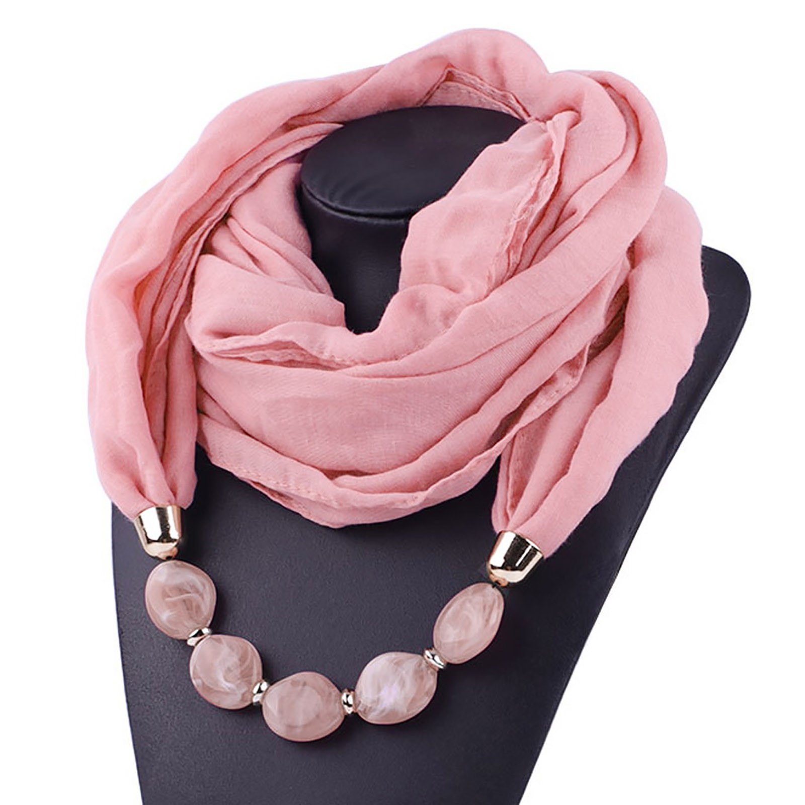 Scraf femmes coton lin collier pendentif écharpe mode Style ethnique doux collier vacances couleur unie collier écharpe cou