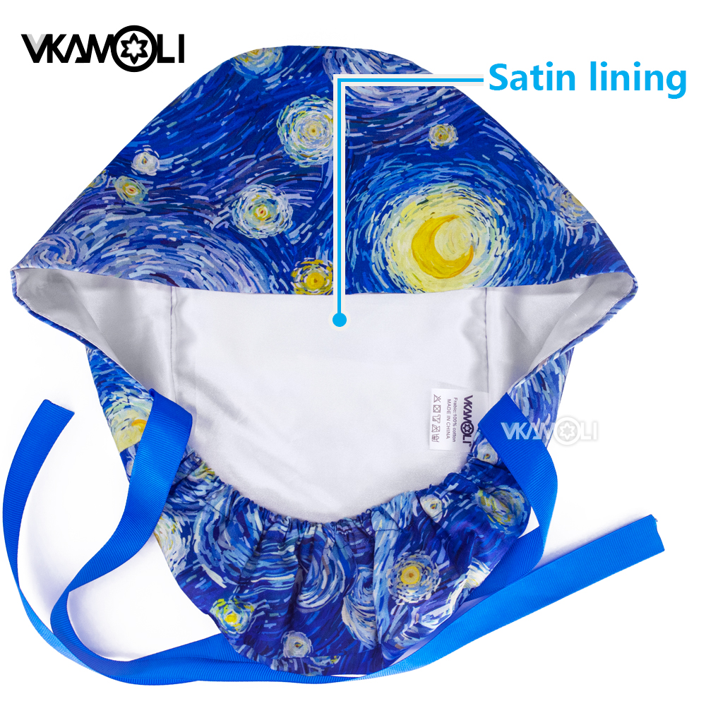 Médical avec doublure en satin pour cheveux longs, chapeau de gommage pour médecin et infirmière, casquette de gommage pour dames
